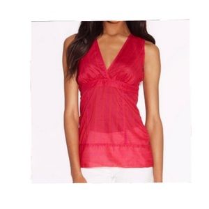 EUC Tory Burch Ardelle Red & Magenta Purple Printed Tie Back Shell Tank Top